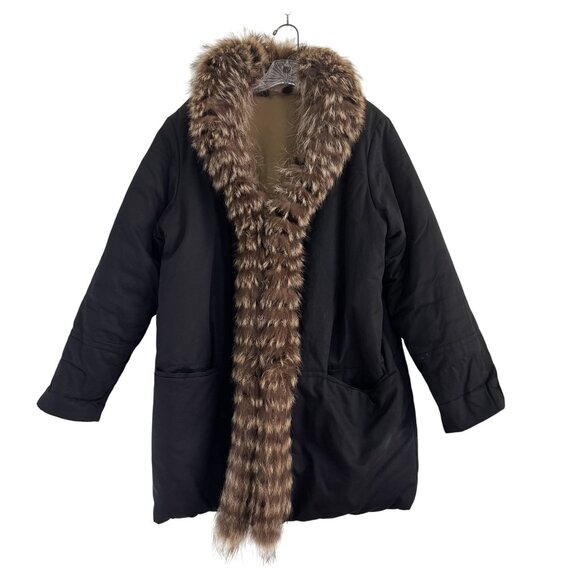 Vintage '60 Yves Saint Laurent Rive Gauche Black Real Fur Mid Length One Size - Picture 1 of 12